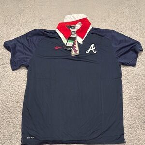 Nike Men's Atlanta Braves MLB Shirts Nike Men's Navy and Red Polo Shirt size M